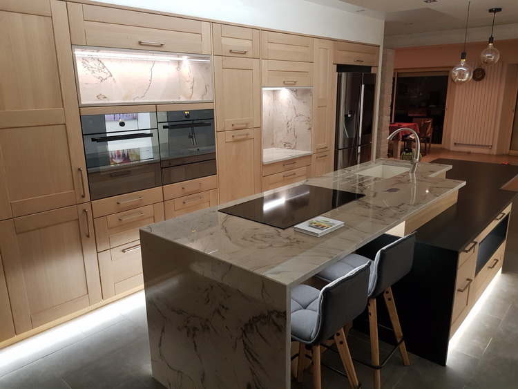 plan de travail de cuisine en quartzite double brown  