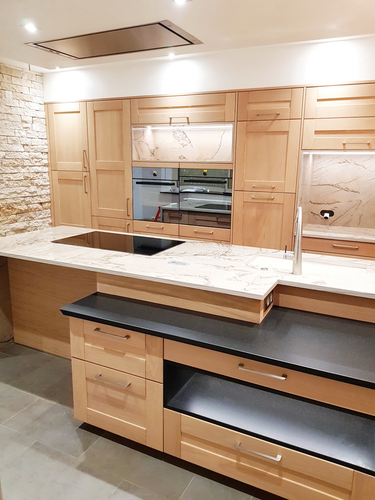 plan de travail de cuisine en quartzite double brown  